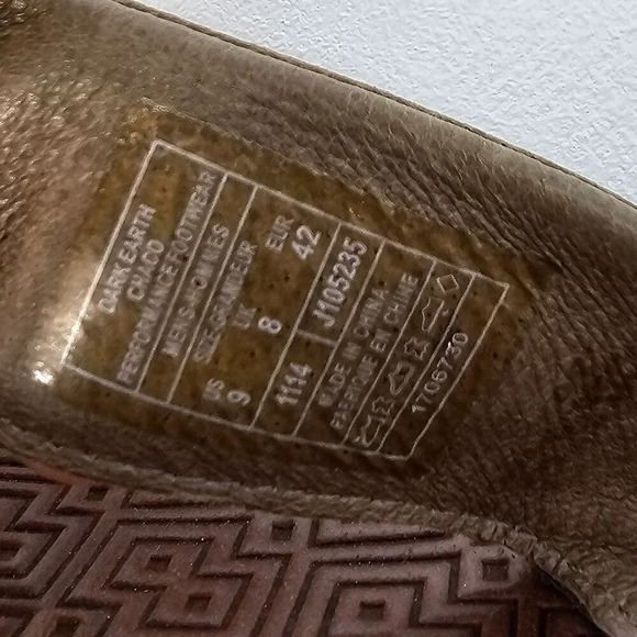 Chaco Mens Kirkwood Dark Earth Leather Sandals Size 9 Brown Flip Flops Slip On - Picture 5 of 9